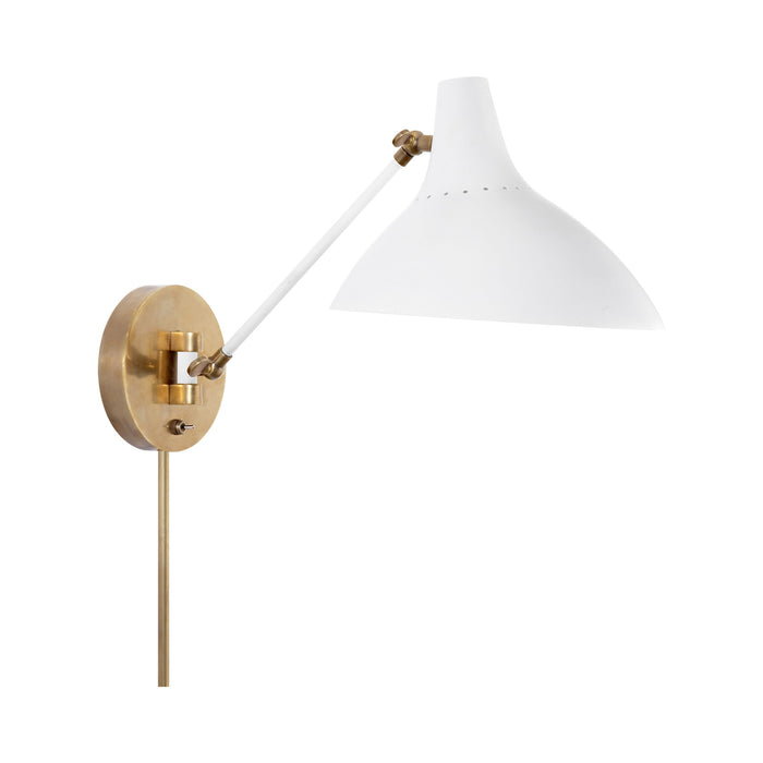 Charlton Wall Light in White/Hand-Rubbed Antique Brass.