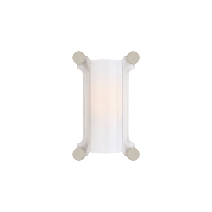 Chirac Wall Light in Polished Nickel/White Glass (Small).