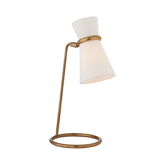 Clarkson Table Lamp in Hand-Rubbed Antique Brass.