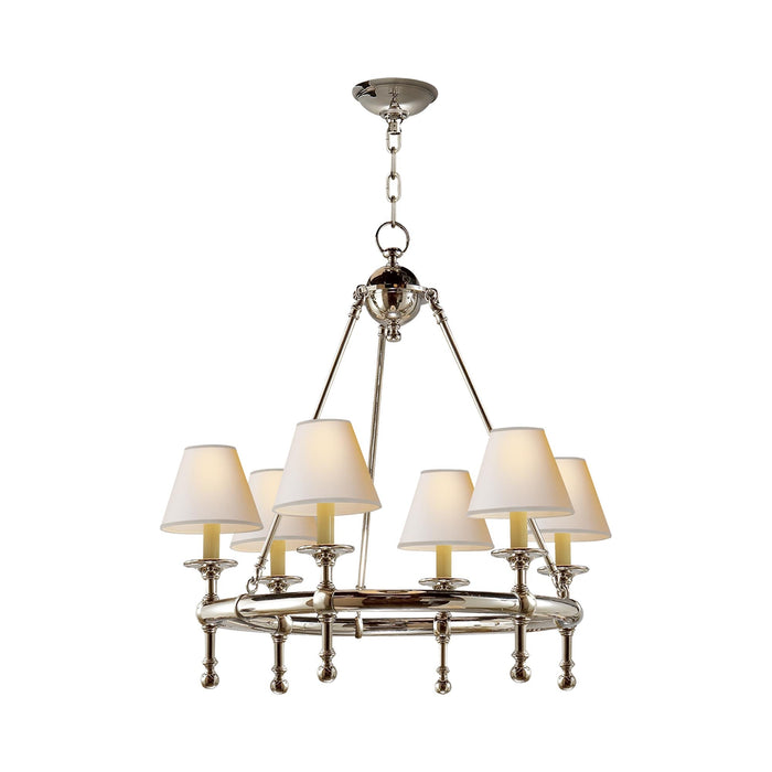 Classic Mini Ring Chandelier in Polished Nickel (32-Inch).