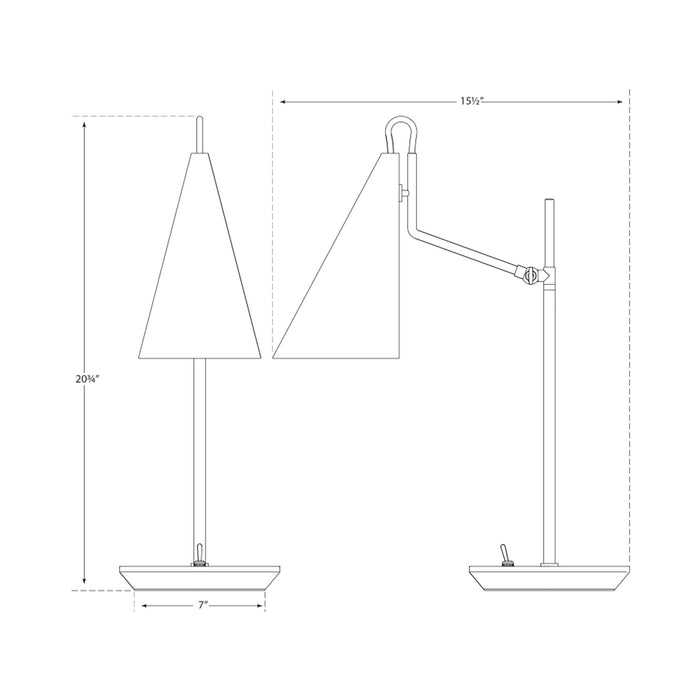 Clemente Table Lamp - line drawing.