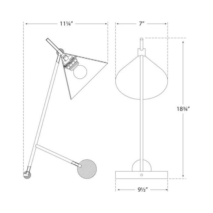 Cleo Table Lamp - line drawing.