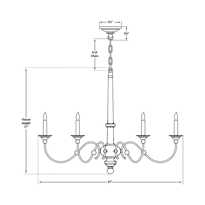 Country Chandelier - line drawing.
