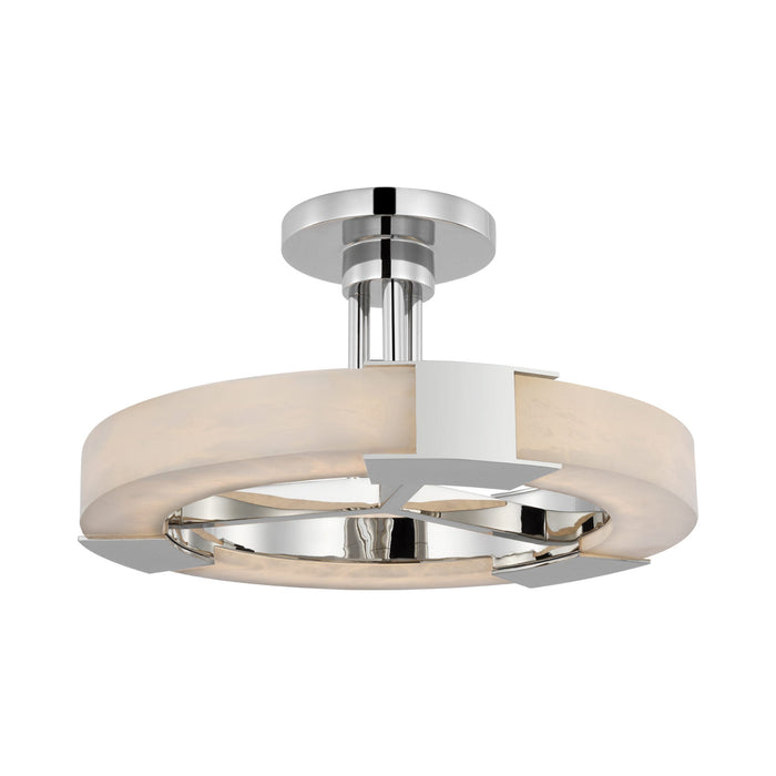 Covet Ring LED Semi Flush Mount Ceiling Light in Polished Nickel and Alabaster.