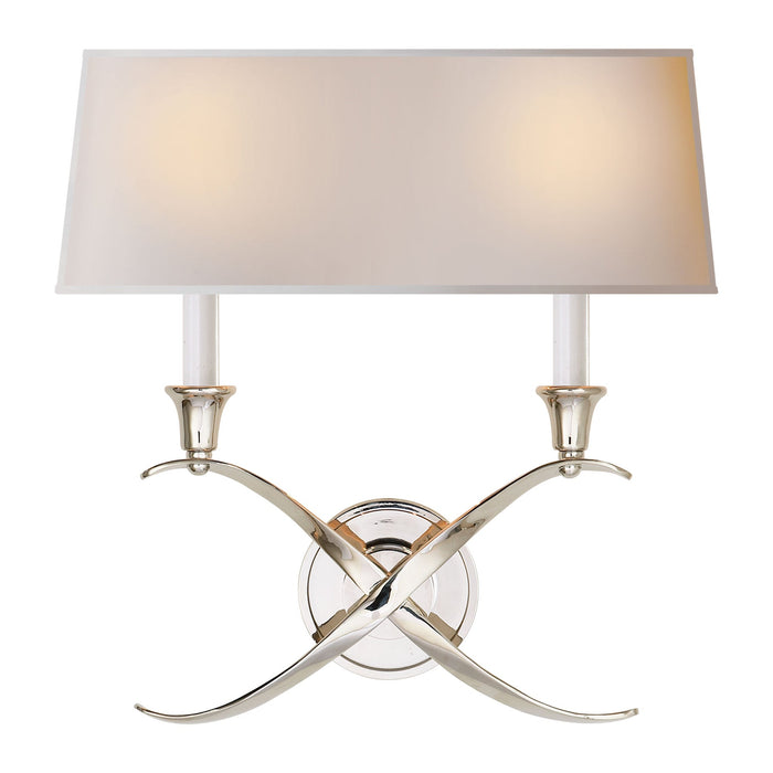 Cross Bouillotte Wall Light in Polished Nickel (Large).