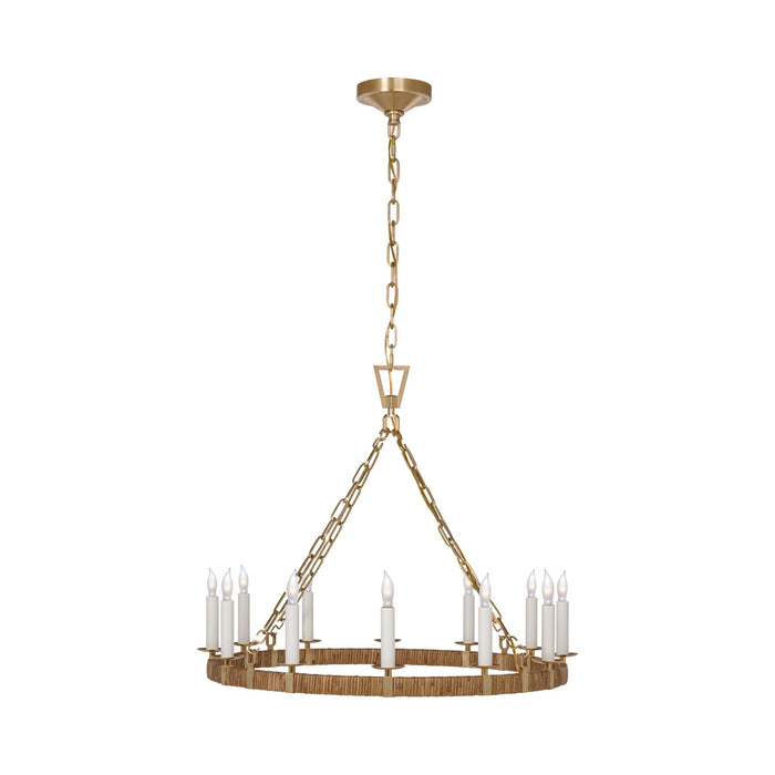 Darlana Rattan Wrapped Ringed LED  Chandelier in Antique-Burnished Brass and Natural Rattan (Medium).