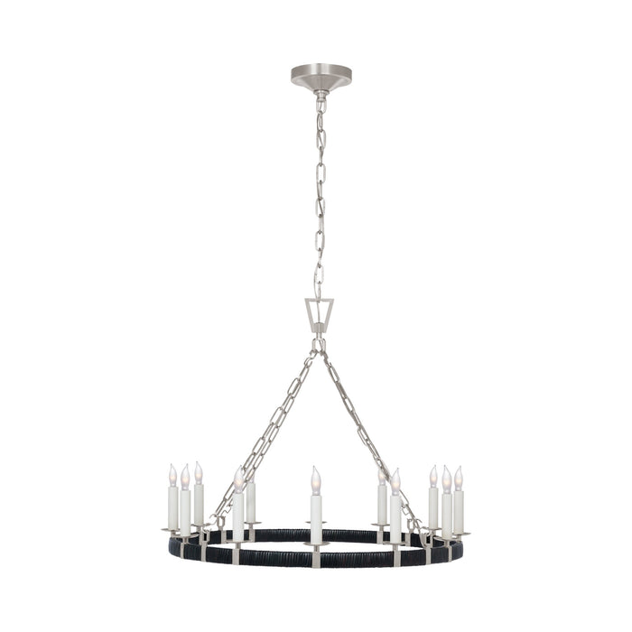 Darlana Rattan Wrapped Ringed LED  Chandelier in Polished Nickel and Black Rattan (Medium).