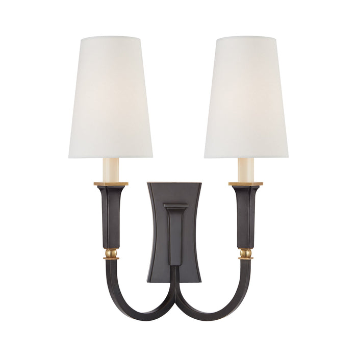 Delphia Arm Wall Light in Bronze with Antique Brass (2-Light).