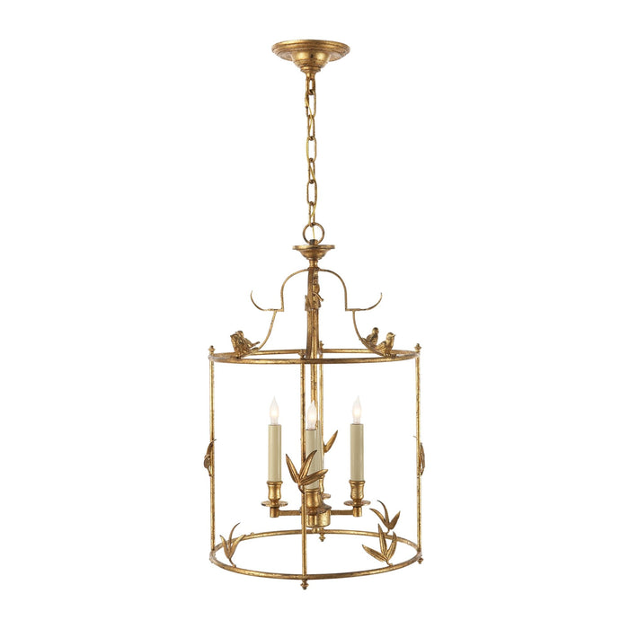 Diego Classical Perching Bird Pendant Light in Gilded Iron (Large).
