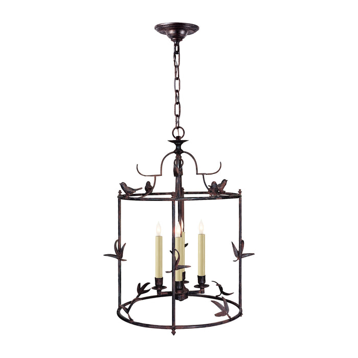 Diego Classical Perching Bird Pendant Light in Hand Painted Rust Finish (Large).