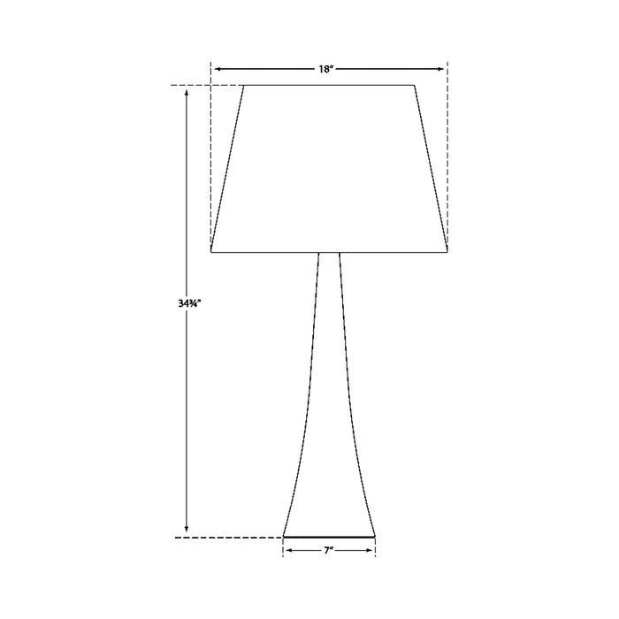 Dover Table Lamp with Linen Shade - line drawing.