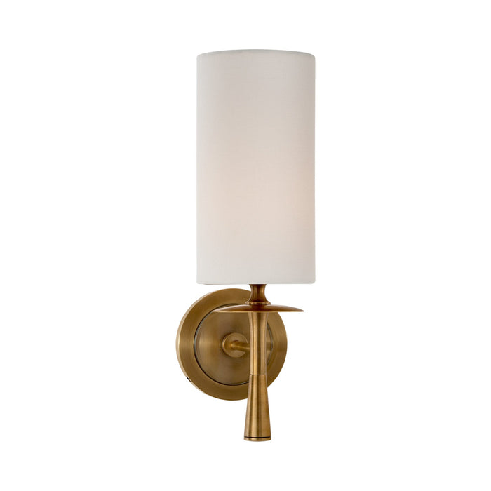 Drunmore Wall Light in Hand-Rubbed Antique Brass/Linen.