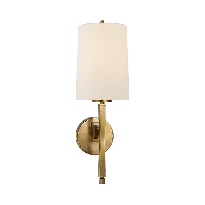 Edie Wall Light in Hand-Rubbed Antique Brass/Linen.