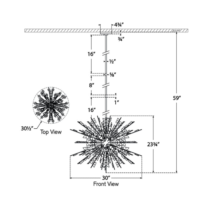 Farfalle Chandelier - line drawing.