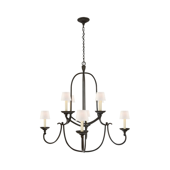 Flemish Chandelier in Aged Iron/Linen.