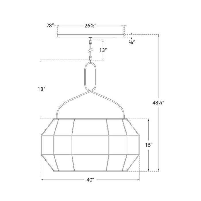 Forza Linear Pendant Light - line drawing.