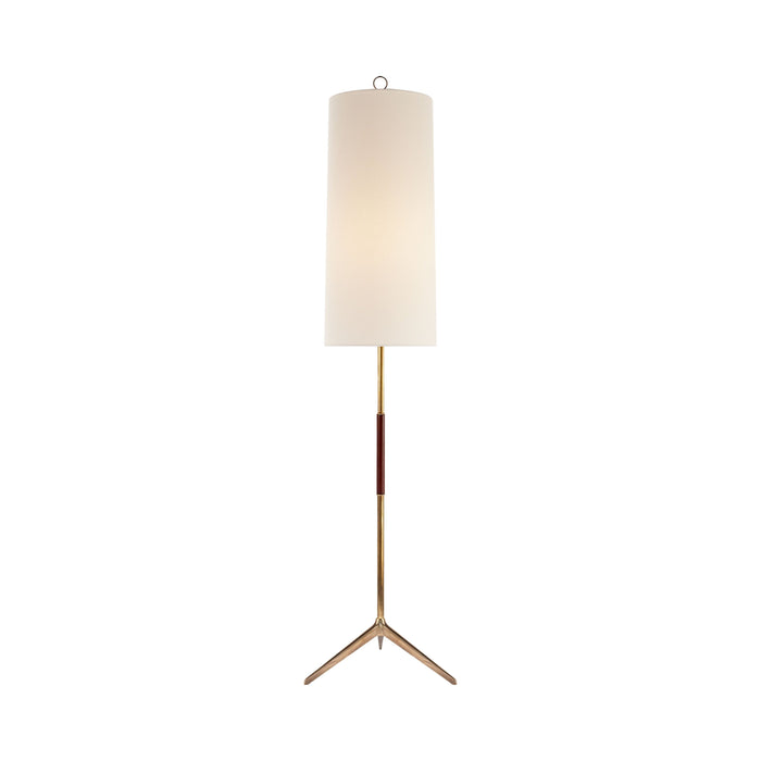 Frankfort Floor Lamp in Hand-Rubbed Antique Brass/Mahogany.