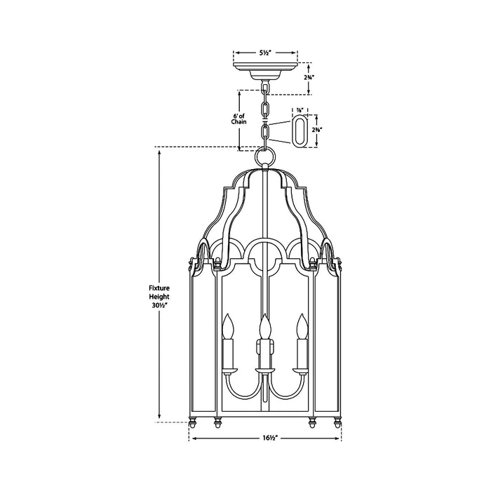 French Market Pendant Light - line drawing.