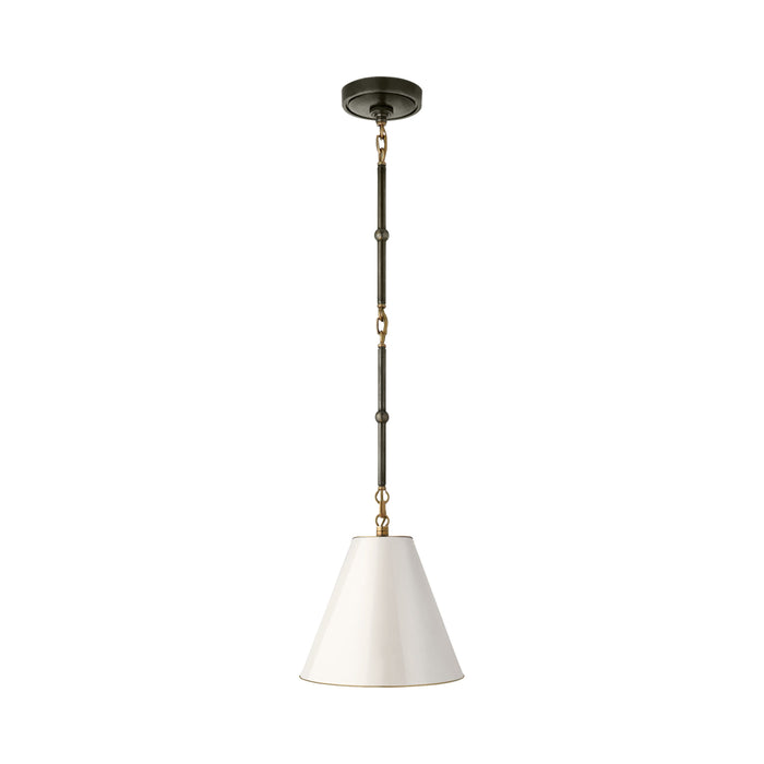 Goodman Pendant Light in Bronze with Antique Brass/Antique White with Brass Interior (X-Small).