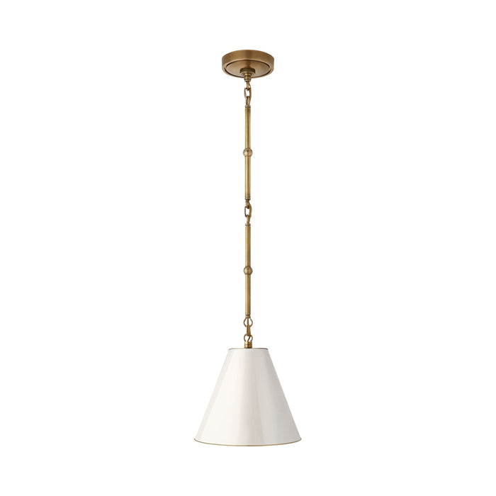 Goodman Pendant Light in Hand-Rubbed Antique Brass/Antique White with Brass Interior (X-Small).