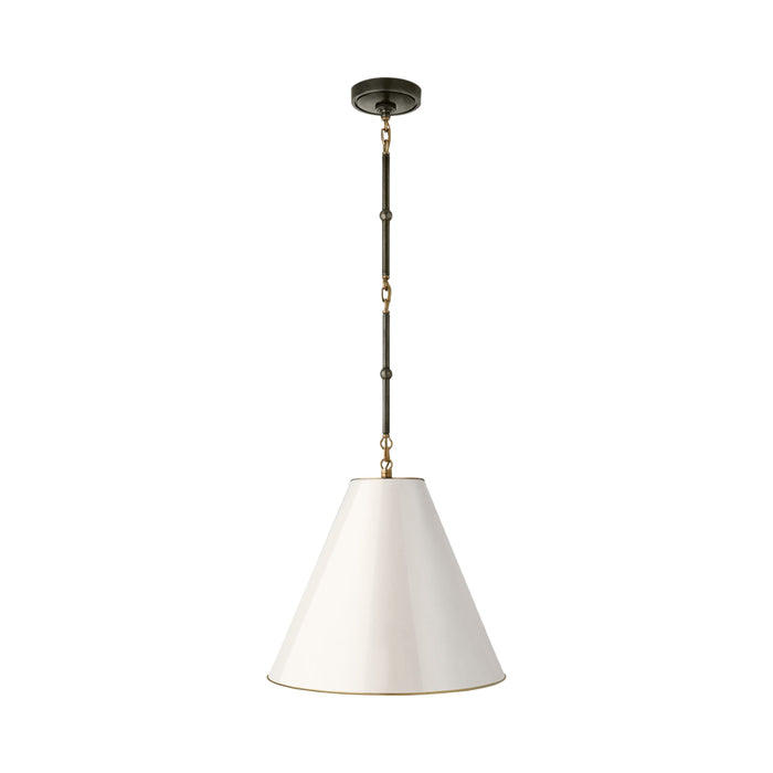 Goodman Pendant Light in Bronze with Antique Brass/Antique White with Brass Interior (Small).