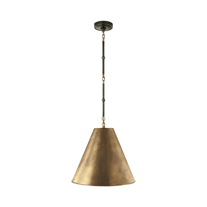 Goodman Pendant Light in Bronze with Antique Brass/Antique Brass (Small).