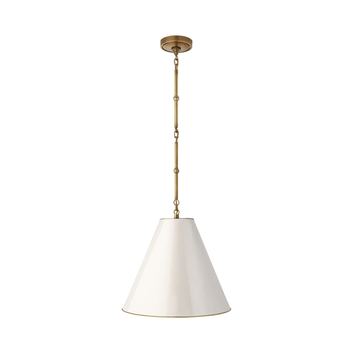 Goodman Pendant Light in Hand-Rubbed Antique Brass/Antique White with Brass Interior (Small).