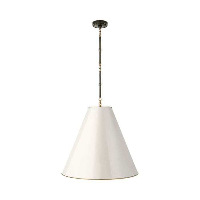 Goodman Pendant Light in Bronze with Antique Brass/Antique White with Brass Interior (Large).
