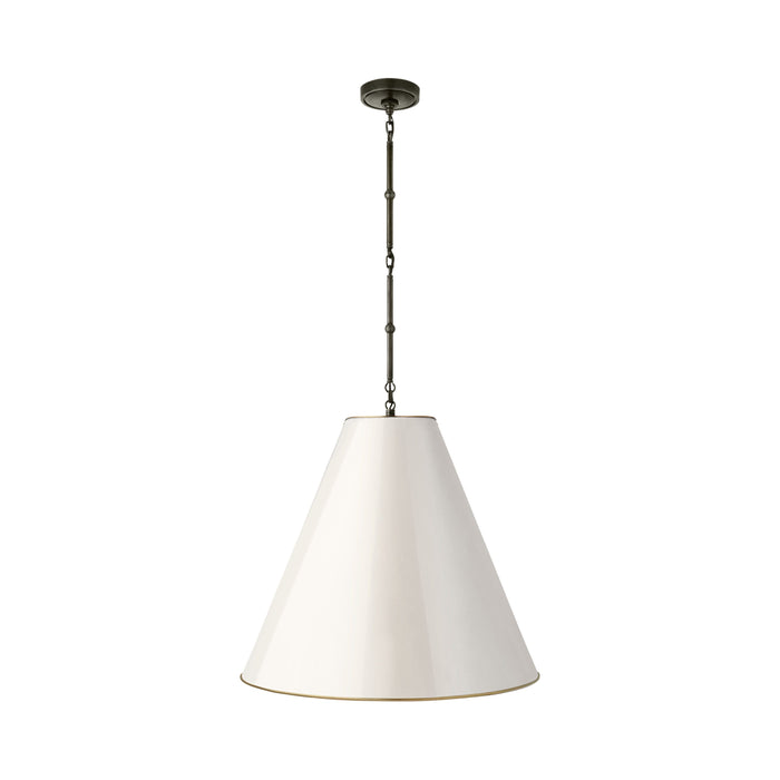 Goodman Pendant Light in Bronze/Antique White with Brass Interior (Large).
