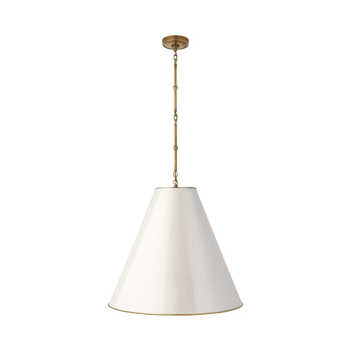 Goodman Pendant Light in Hand-Rubbed Antique Brass/Antique White with Brass Interior (Large).