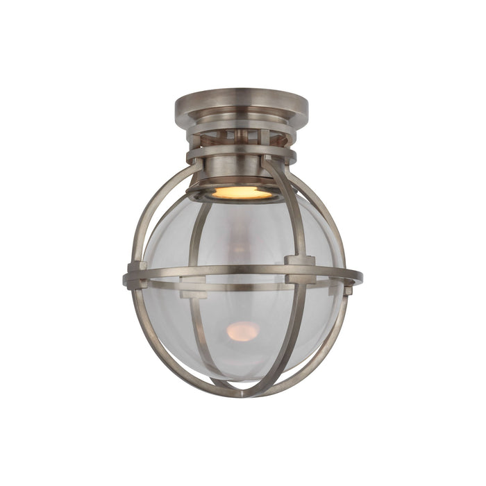 Gracie Globe LED Flush Mount Ceiling Light in Antique Nickel/Clear (Small).