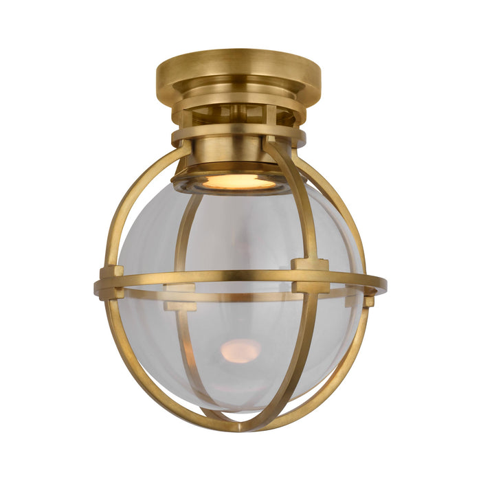 Gracie Globe LED Flush Mount Ceiling Light in Antique-Burnished Brass/Clear (Large).