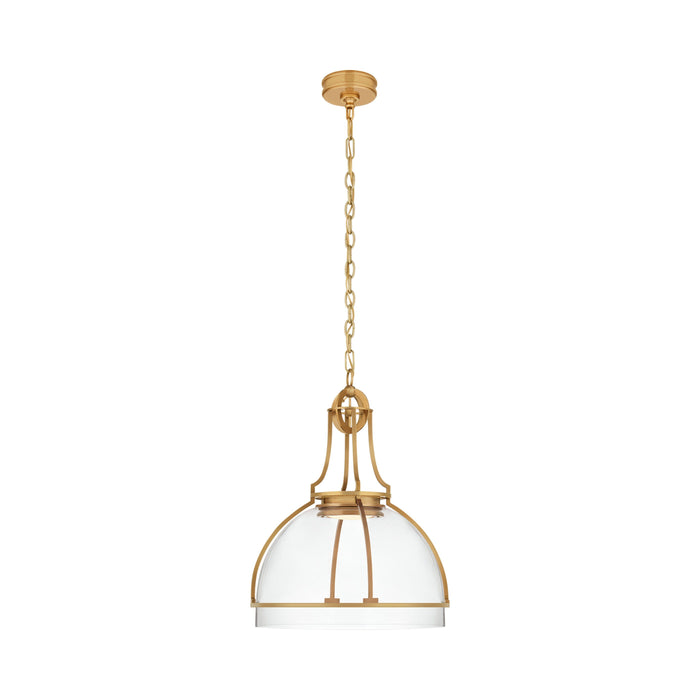 Gracie Globe LED Pendant Light in Antique-Burnished Brass/Clear Glass (Large).