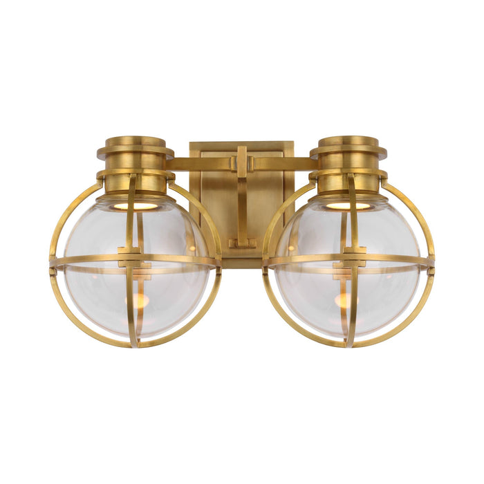 Gracie LED Double Wall Light in Antique-Burnished Brass.