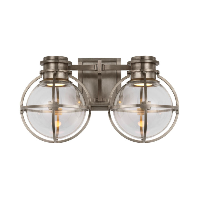Gracie LED Double Wall Light in Antique Nickel.