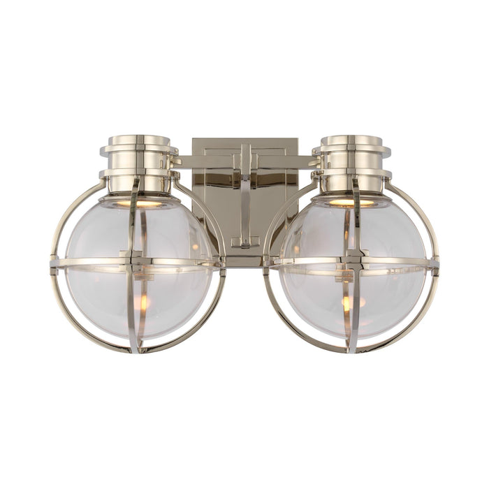 Gracie LED Double Wall Light in Polished Nickel.