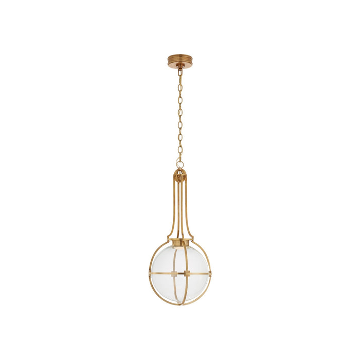 Gracie LED Pendant Light in Antique-Burnished Brass/Clear Glass(Medium).