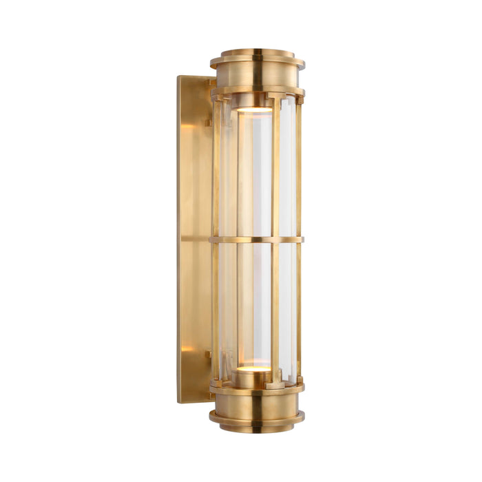 Gracie Linear LED Wall Light in Antique-Burnished Brass.