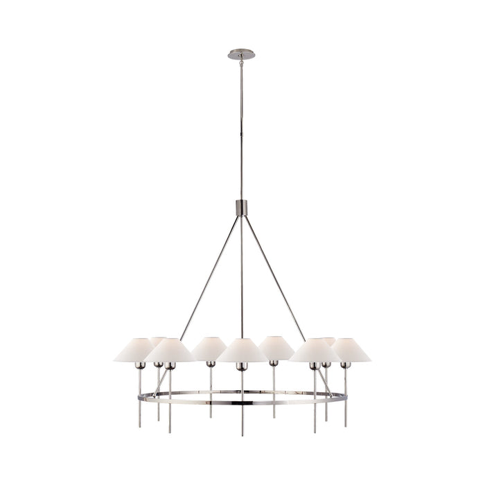 Hackney Chandelier in Polished Nickel.