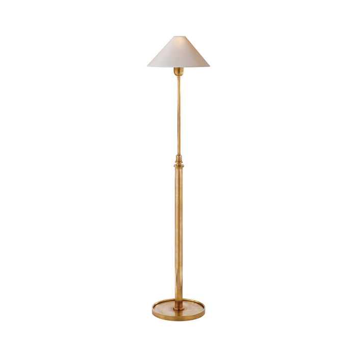 Hargett Floor Lamp in Hand-Rubbed Antique Brass/Natural Paper.