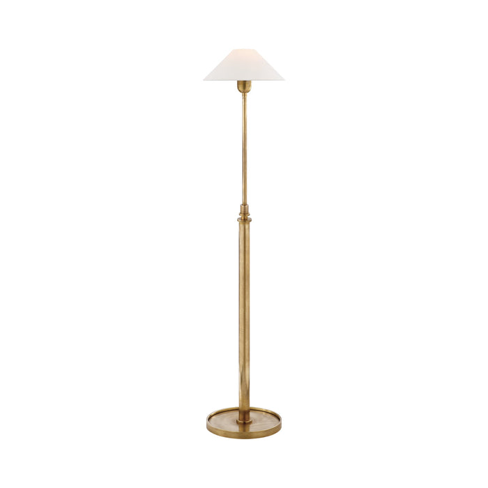 Hargett Floor Lamp in Hand-Rubbed Antique Brass/Linen.