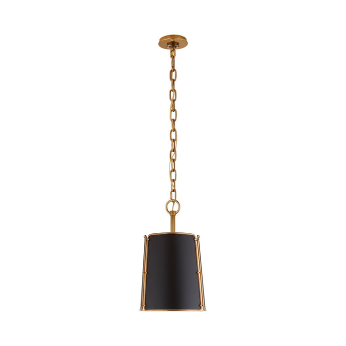Hastings Pendant Light in Black/Hand-Rubbed Antique Brass (Small).