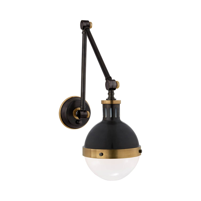 Hicks Adjustable Wall Light in Bronze with Antique Brass.