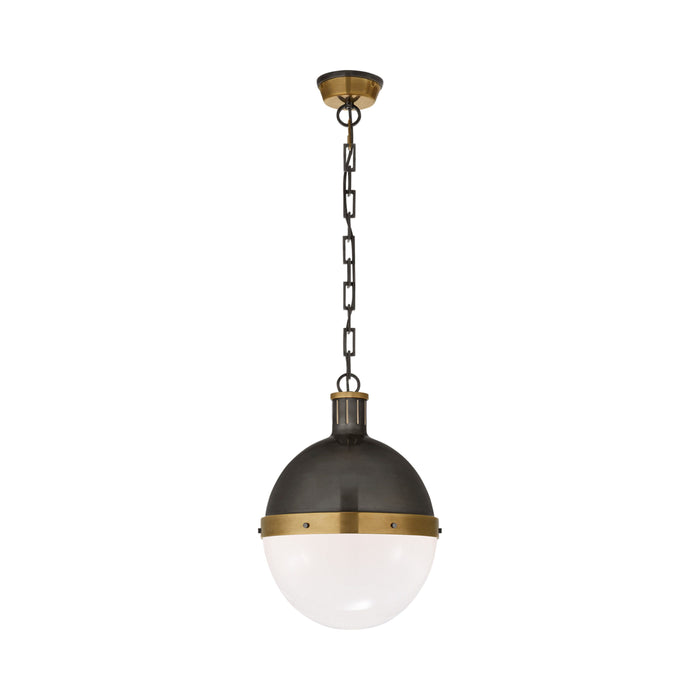 Hicks Pendant Light in Captured Globe/Bronze with Antique Brass (Large).