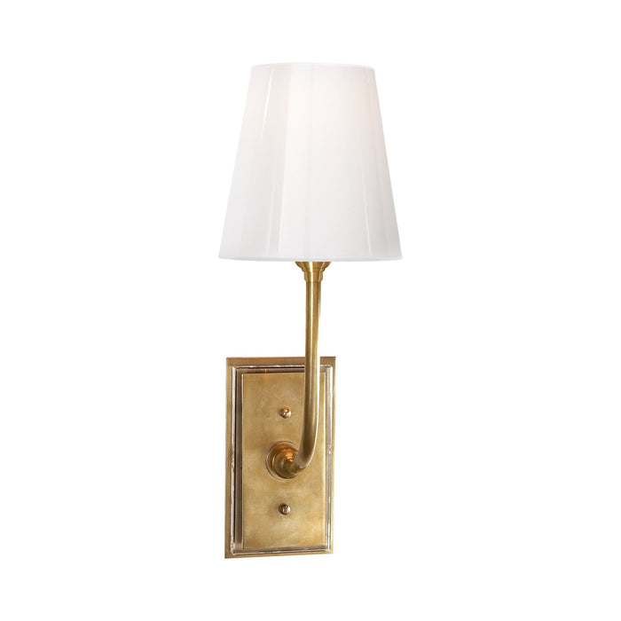 Hulton Wall Light in Hand-Rubbed Antique Brass/White Glass.