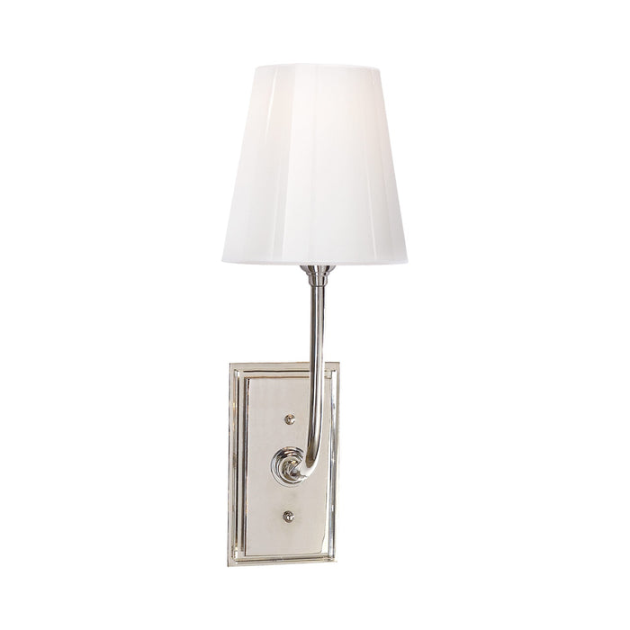 Hulton Wall Light in Polished Nickel/White Glass.