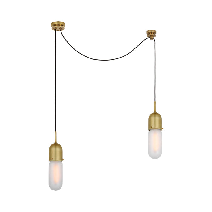 Junio LED Multi Light Pendant Light in Hand-Rubbed Antique Brass/Frosted Glass (2-Light).