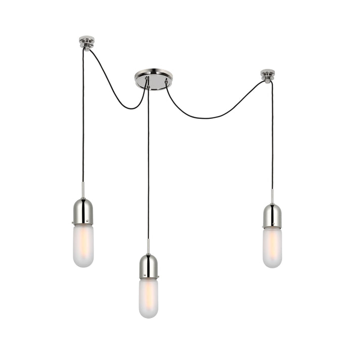 Junio LED Multi Light Pendant Light in Polished Nickel/Frosted Glass (3-Light).