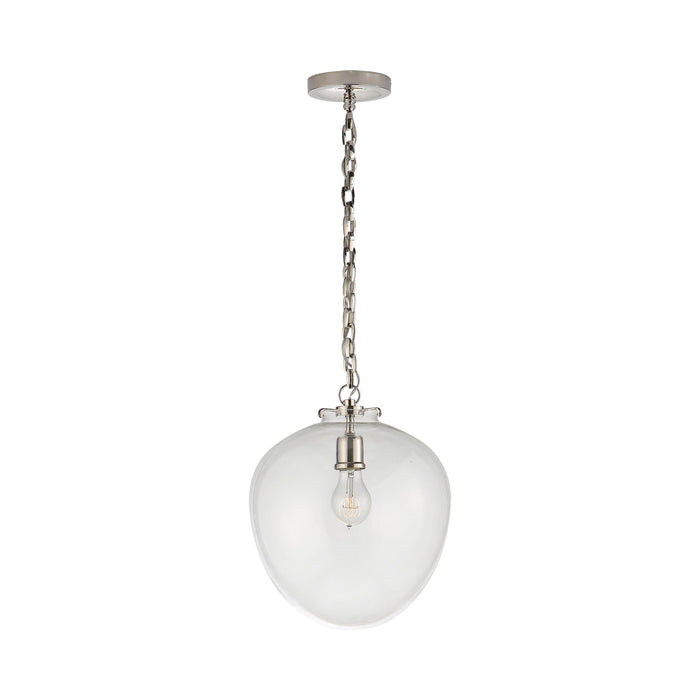 Katie Acorn Pendant Light in Polished Nickel/Clear Glass.