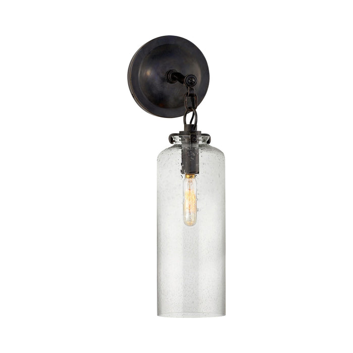 Katie Cylinder Wall Light in Bronze/Seeded Glass.